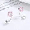 Brincos de Fio Flor de Cerejeira Românticos Novos para Mulheres Prata Esterlina 925 Flor Doce Fresca Stud Ear Jóias Estilo Ins