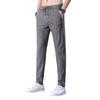 Pantalones de seda de hielo para hombre, nuevos pantalones casuales de negocios finos de etiqueta negra de verano, pantalones deportivos rectos transpirables y elásticos de talla grande