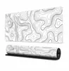 Alfombrilla de ratón abstracta de moda, alfombrilla de escritorio extragrande para juegos, líneas de contorno en blanco y negro, alfombrilla para teclado de computadora, personalizada con borde antideslizante
