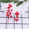 Accesorios de Navidad Guirnalda de frutos rojos navideños Flor artificial enredadera recortes decoraciones Accesorios para corona de árbol de Navidad 7 cabezas 14 cabezas