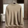 Novo suéter de cashmere outono e inverno para homens, gola alta discreta, cor sólida, suéter de malha base de lã casual de negócios