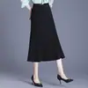 Nueva falda de corte A con cola de pez para mujer, falda bodycon ajustada de primavera y otoño, falda lápiz negra de cintura alta de longitud media
