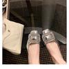 Sapatos de Salto Único Estilo Primavera 2025 Estilo Celebridade da Internet Feminino Bico Quadrado Raso Estilo Francês Sapato Baixo Mary Jane Prata Sapatos de Salto Único Sapatos Femininos Huizhou
