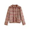 Exquisita Chaqueta de Tweed con Borlas para Mujer, Moda Otoño 2026 Primavera, Top Corto de Tweed a Cuadros, Elegante