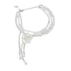 Diseño de Nicho Estilo Coreano, Fresco y Elegante Collar de Flor de Perla Multicapa para Mujer, Suave y Versátil, Elegante Cadena para Clavícula para Mujer