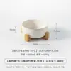 Cuenco de Cerámica Blanca Esmaltada Simple con Forma de Pata de Gato con Base de Bambú, Cuenco Antiderrames para Mascotas, Cuenco para Gatos, Cuenco para Perros, Bebedero para Gatos