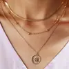 2024 Amazon transfronterizo nuevo colgante de moneda geométrica cadena de hueso de serpiente con cuentas collar multicapa joyería para banquetes