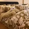 Conjunto de Cama de Lã de Leite de Inverno Quatro Peças Cobertor Renda Quente Espesso Conjunto de Lençol de Cama Três Peças