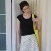 Blusa de Tricô Feminina de Verão Nova Chegada Gola U Manga Curta Camada Base Emagrecedora
