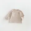 Camiseta Básica Rayada DeRong para Niños Otoño/Invierno 2026 Súper Linda de Dibujos Animados Capa Interior Top Infantil zdy6519