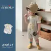 Mono Rayado Estilo Coreano para Niños Moda Infantil Estampado de Dibujos Animados Manga Corta Exterior Body Triangular Ropa de Bebé
