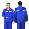 Ropa de trabajo de algodón antiestática de invierno, engrosada y cálida, adecuada para su uso en plantas químicas, gasolineras y como ropa protectora para trabajadores.