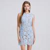 2025 Primavera/Verão Design Nicho Artesanato Pesado Floral Botão de Pérola Elegante Renda Cílios Gola Redonda Vestido Sem Mangas