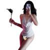 Roupa Íntima Sexy Noite Dourada Dança Dourada Puro Desejo Gola Alta Asa de Renda Vestido de Noite Sexy para Mulheres qqny