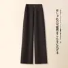 Calça Wide Leg da Moda Feminina Inverno Lã de Alto Padrão Calça Reta Novo Estilo 2026 Quente Emagrecedora Solta Caimento Casual