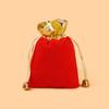 Punto rojo dorado bolsa de la suerte franela cordón de ajuste bolsillo con cordón festivo de Año Nuevo regalo empaque de joyería bolsa de dulces con palabra de la suerte