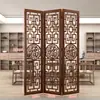 Divisória de Tela Móvel Dobrável Madeira Maciça Oca Entrada Sala de Estar Novo Estilo Chinês Escritório Divisória Artefato