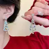 Pendientes de Aguja de Plata S925 Atmósfera de Festival Europeo y Americano Celebridad de Internet Sentido de Diseño Nicho Pendientes de Copo de Nieve de Zirconia Árbol de Navidad Colorido