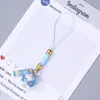 Colgante de llavero de cuentas de rompecabezas, colgante de gato de la suerte de cerámica pintada, llavero con etiqueta de mensaje de bendición, cadena para teléfono, pequeño adorno