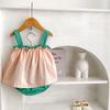 Conjunto de 2 Peças para Bebê Menina Verão 2026 Ins - Top Regata Color Block Sem Mangas + Calcinha Lisa