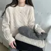 Suéter para Mujer 2026 Otoño/Invierno Nuevo Cuello Redondo Tejido de Cable Top, Suéter Abrigo Suave y Acogedor para Mujer