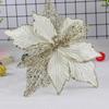 Pó Dourado de Natal Cabeça de Flor Decorativa Flor Artificial Camada Dupla Recortada Acessórios de Guirlanda de Feriado Decorações de Natal Transfronteiriço