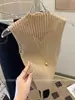 Nuevo Estilo Top de Punto sin Mangas para Mujer, Estilo Delgado de Verano con un Toque de Lujo, Cuello Elegante, Top Casual para Vacaciones, Suministro Directo Transfronterizo