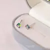 Pendientes Aurora Cuadrados Color Caramelo Arcoíris Plata de Ley S925 para Mujer Joyería para Orejas con Cristal Cúbico Austriaco Accesorios de Estilo Lujo Ligero