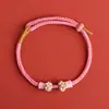 Nudo de Flor de Durazno Pulsera Semi-Terminada Hilo Rojo para el Año de Nacimiento DIY Se Puede Usar para Enhebrar Cuentas y Oro, Pulsera de Cuerda Trenzada de Ocho Hilos Hecha a Mano