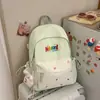 Nova Mochila Lisa Estilo Coreano, Mochila Escolar Casual e Leve para Alunos do Ensino Fundamental, Letras Bordadas de Alto Valor, Mochila para Alunos do Ensino Médio