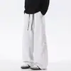 Pantalones deportivos negros rectos de estilo americano de marca de moda con remaches para hombre, pantalones largos casuales deportivos versátiles de corte holgado de moda, pantalones de hombre hasta el suelo