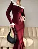 Falda francesa retro europea y americana, vestido con volantes, falda de punto, falda de suéter de otoño e invierno (modelo toma real)