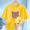 2404 # Camiseta de Manga Corta de Algodón Puro para Niñas Ropa de Verano 2025 Nuevo Estilo Ropa Infantil Camiseta de Verano Tops de Media Manga para Niños