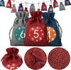 Set de Bolsas de Yute con Cordón Navideño Calendario de Adviento Cuenta Regresiva Bolsa de Embalaje para Dulces y Regalos Bolsillo de Yute con Cordón Navideño