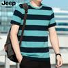 Jp2025 Nueva Camiseta de Verano para Hombre a Rayas de Algodón Piqué Casual Holgada Talla Grande Manga Corta Ts5568