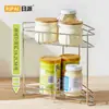 Prateleira de Armazenamento Multifuncional de Canto em Aço Inoxidável para Cozinha e Banheiro para Temperos e Artigos de Higiene Pessoal Caixa de Armazenamento de Bancada de Camada Dupla