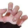 Fuegos Artificiales Danza del León Ojo de Gato Francés Uñas Portátiles Hechas a Mano Blanqueamiento Estilo Corto Festivo Parche de Uñas Artísticas de Alta Gama Uñas Postizas