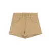 Pantalones Cortos Casuales de Mezclilla Elástica Color Caqui para Mujer Verano Cintura Alta Estilo Hot Girl Pierna Recta Ajustados Que Cubren la Cadera Pantalones Cortos Hot
