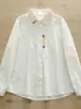 Camisa feminina bordada com coração artístico, fresca e doce, transfronteiriça europeia e americana, nova blusa de manga longa para primavera e outono