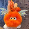 Nuevo colgante de peluche de diablito bola de carbón imitación de pelo de conejo rex para llavero de coche, colgante para mochila escolar, venta al por mayor