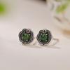 Yilu Silver S925 Prata Esterlina Banhado A Ouro Natural Hotan Jasper Lucky Simple Brincos Vintage Design Sense Brincos