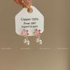 Brincos japoneses e coreanos de flor de cerejeira rosa doce, moda nicho, simples, requintado, esmalte, óleo, pérola, flor