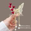 Clip de Garra de Borla de Mariposa de Perla de Diamante Hueco de Fairy Hollow Verano Horquilla de Metal para el Cabello para Mujer Parte Posterior de la Cabeza Recogido Horquilla Clip para Agarrar el Cabello