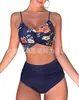 Bikini de Dos Piezas para Mujer de Estilo Europeo y Americano, Multicolor, Empacado Rígido, Push-Up, de Cintura Alta, que Favorece la Figura, para la Playa, Más Vendido en Aliexpress Amazon