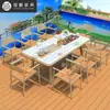 Mesas e Cadeiras de Pátio de Jardim de Villa Terraço de Lazer à Prova de Chuva e Sol Pequenas Mesas e Cadeiras Domésticas Mesa de Chá e Cadeiras de Varanda Conjunto de Três Peças
