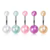Anillo de Acrílico para Ombligo de Color Brillante con Pintura de Goma, Piercing Corporal Botón de Ombligo, Clavo para Ombligo con Barra de Acero Inoxidable