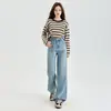 Jeans de pierna ancha holgados de forro polar grueso transfronterizos para mujer, pantalones rectos estrechos de cintura alta forrados de forro polar de invierno para cuerpo tipo pera