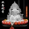 Nuevo Adorno de Coche con Vidrio para Consola Central Guanyin Interior del Coche Escritorio Frontal Perfume Bodhisattva Guanyin de Doble Cara Decoración de Instalación Segura