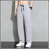 Pantalones casuales de seda de hielo de Source Factory para hombre, rectos, sueltos, de verano, finos, sueltos, de pierna ancha, deportivos