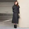 Conjunto de Duas Peças Estilo Chanel Inverno 2025 Novo Elegante Casaco 90% Lã Combinado com Saia de Corte Justo Roupa Feminina